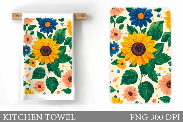 Flowers Kitchen Towel. Wildflowers Kitchen Towel Design