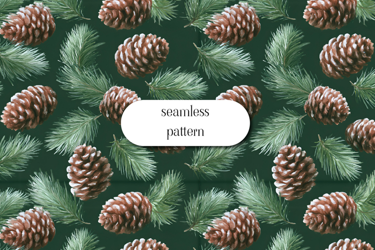 Rustic Pine Cone Christmas Seamless Pattern