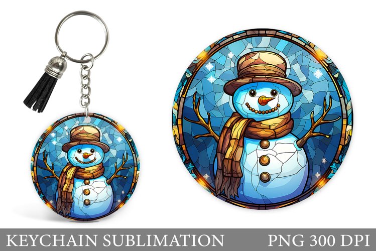 Snowman Keychain Design. Stained Glass Snowman Keychain