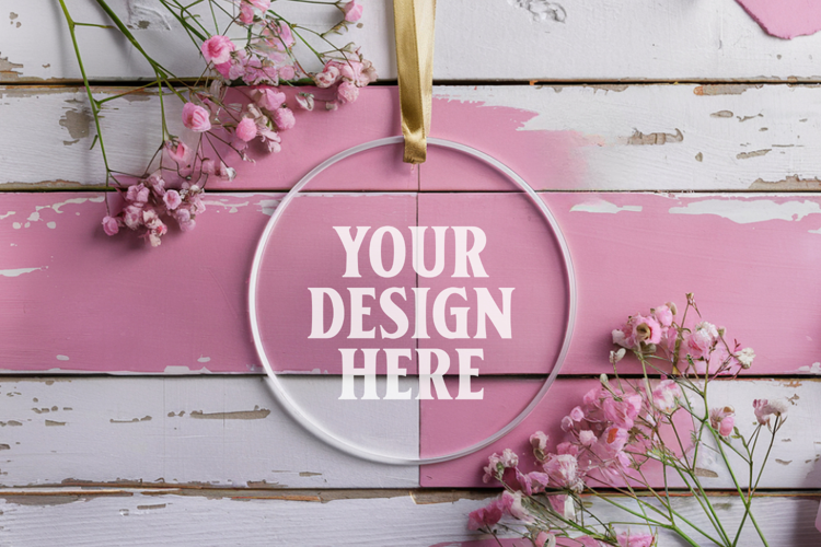 Acrylic Christmas Ornament Mockups | Clear Round Holiday