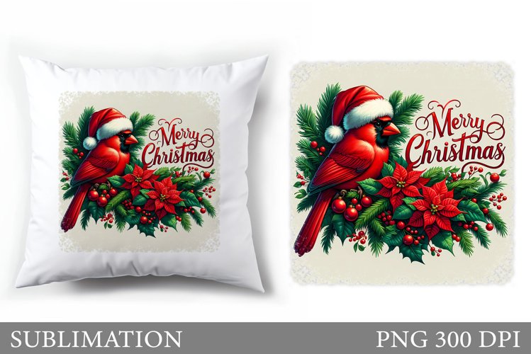 Christmas Bird Pillow Design. Christmas Pillow Sublimation example image 1