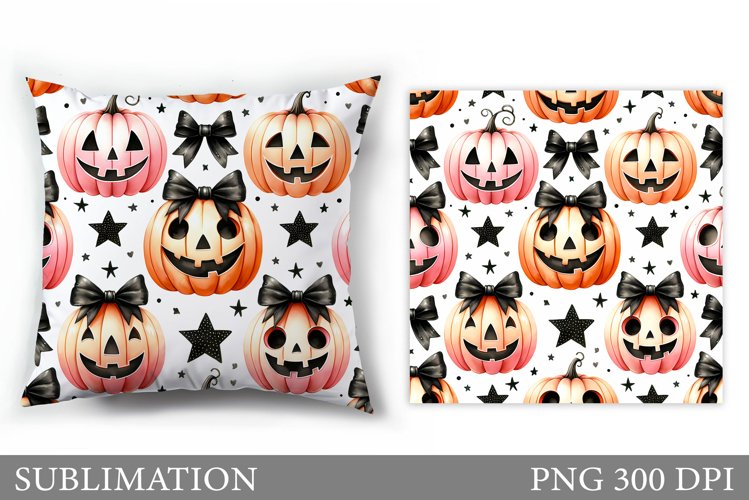 Cute Pumpkin Pillow Design. Cute Halloween Sublimation example image 1