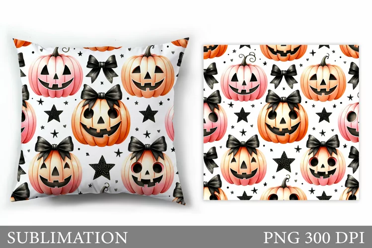 Cute Pumpkin Pillow Design. Cute Halloween Sublimation