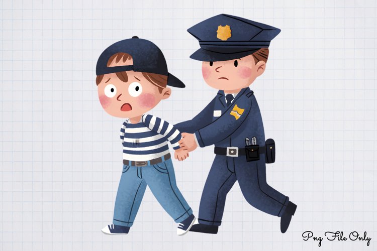 Watercolor Cute Police Clipart PNG