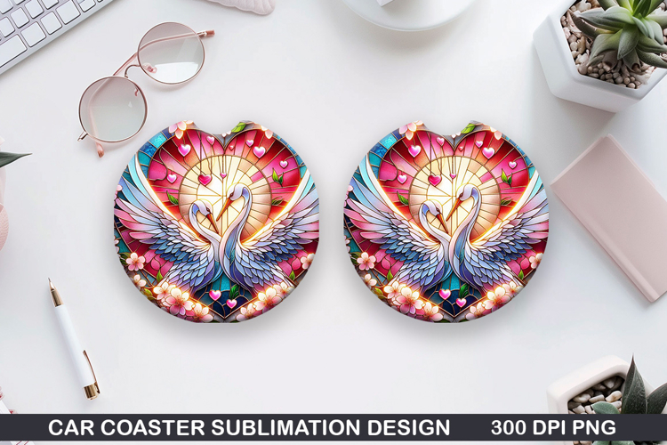 Dove Car coaster sublimation, Valentines Coaster PNG