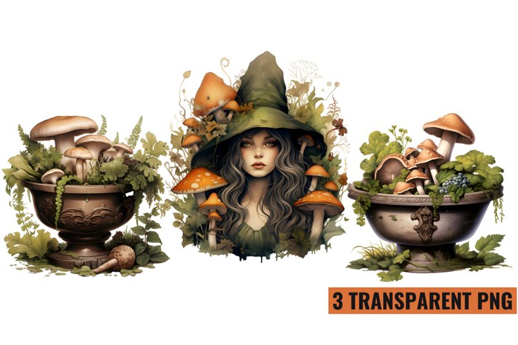 Watercolor Beautiful Woodland Witch sublimation , PNG