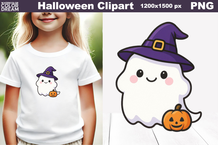 Kawaii Ghost Halloween Clipart | Cute PNG for Kids
