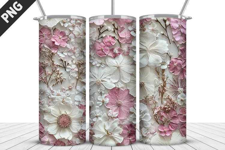 3D Prettiest Flowers Tumbler Wrap | Sublimation Design example image 1