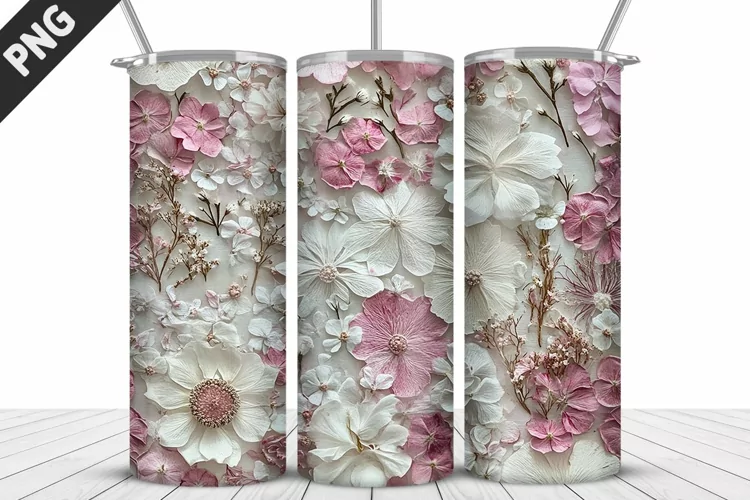 3D Prettiest Flowers Tumbler Wrap | Sublimation Design