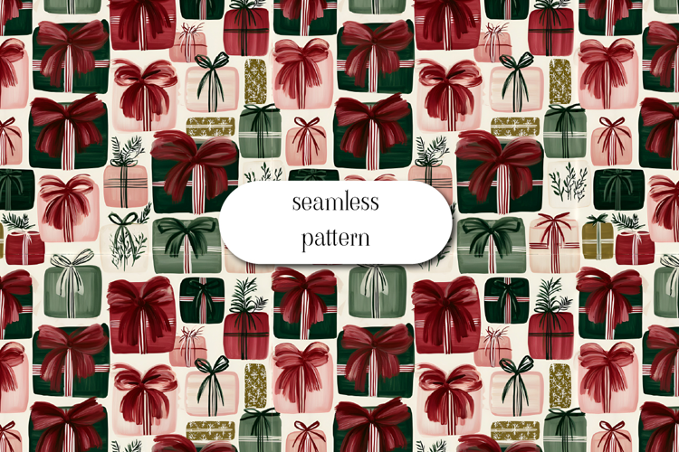 Christmas Gift Boxes Pattern | Watercolor Holiday Presents