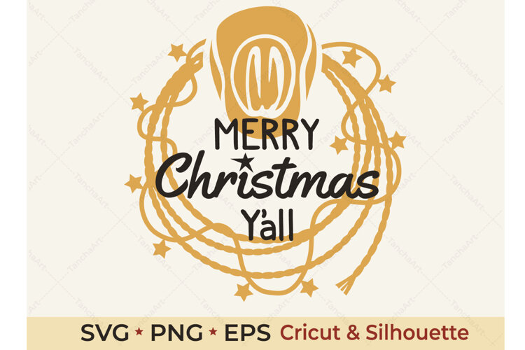 Western Christmas SVG | Cowboy Hat Merry Christmas Y’all example image 1