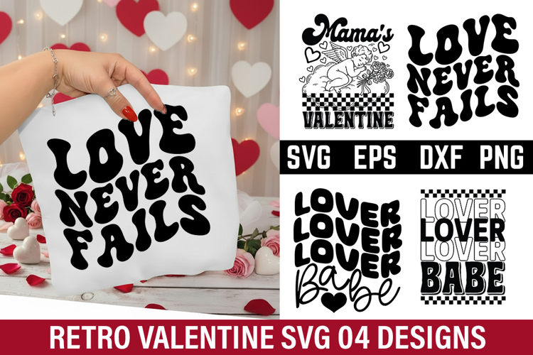 Retro Valentines Day Design - Love never fails
