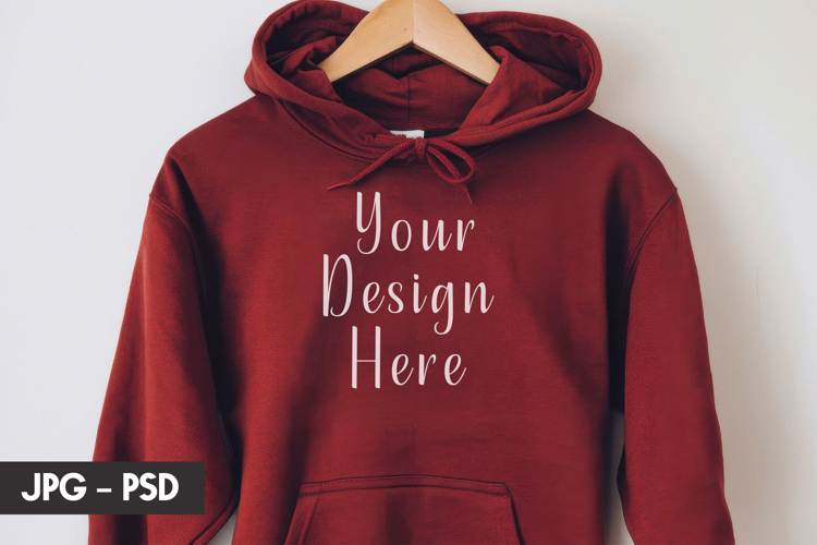 Burgundy Hoodie psd jpeg mockup