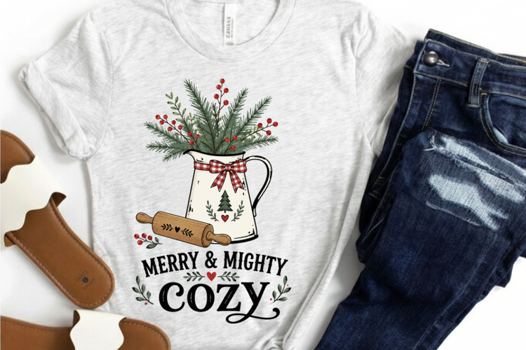 Merry and Mighty Cozy Christmas PNG Sublimation Design