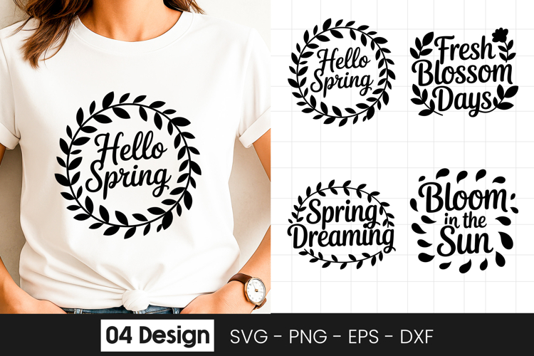 Hello Spring Floral Inspirational SVG PNG
