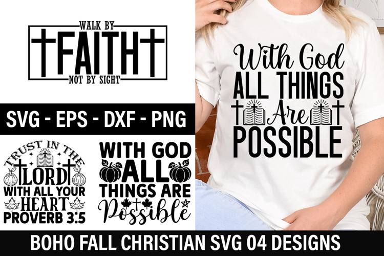 Boho Fall Christian SVG Design - Walk by Faith Not by Sight