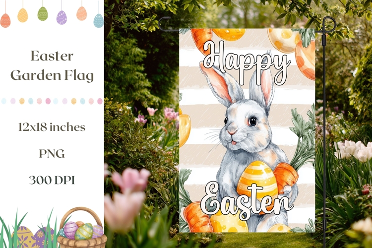 Funny Easter Bunny Garden Flag, Happy Easter Garden Flag