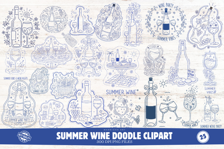 Doodle Summer Wine Clipart
