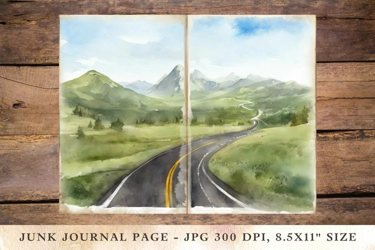 Printable Junk Journal Pages mountain 1