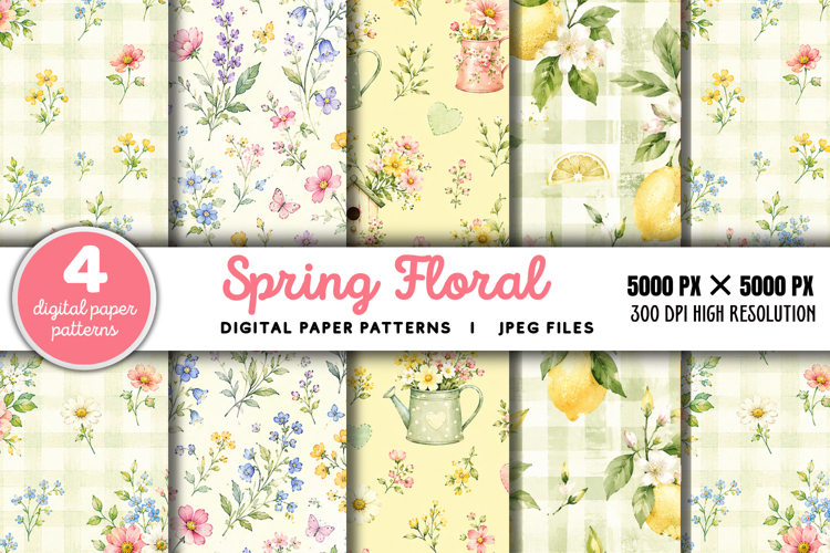 Spring Floral Digital Paper JPG