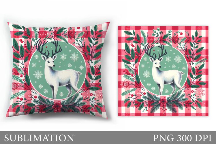 Christmas Deer Pillow Sublimation. Christmas Pillow Design example image 1