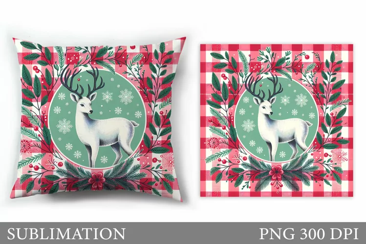 Christmas Deer Pillow Sublimation. Christmas Pillow Design