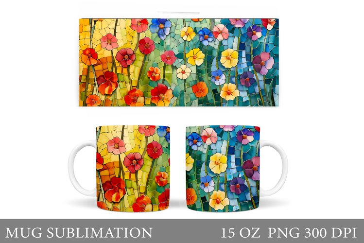 Flowers Mug Wrap Sublimation. Flowers Mug Wrap Design