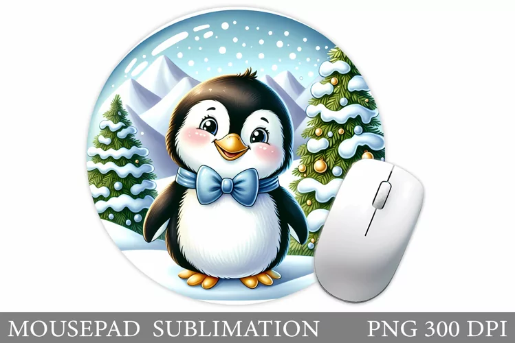 Cute Penguin Mouse Pad. Christmas Mouse Pad Sublimation