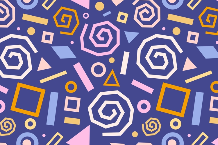 Festive seamless pattern with doodles, swirls, stars