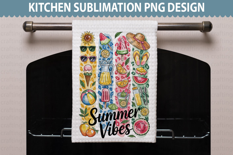 Summer Kitchen Towel Design - Summer Sublimation PNG