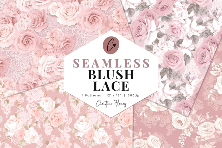 4 Seamless Blush Lace Digital Paper