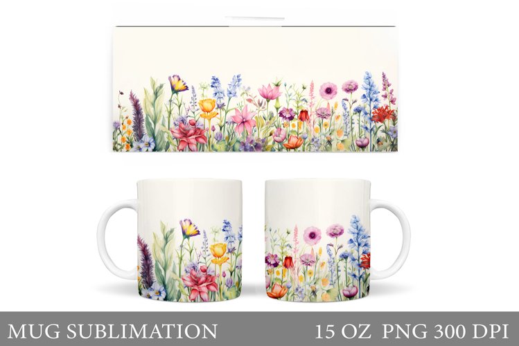 Flowers Mug Sublimation. Wildflowers Mug Design example image 1