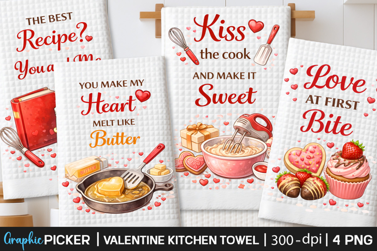 Valentine Kitchen Towel PNG, Valentine day Sublimation, Xoxo