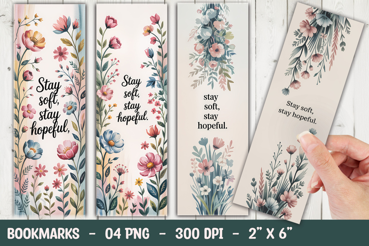Hopeful Quote Floral Bookmark Sublimation