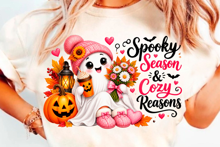 Spooky Season Cozy Ghost Halloween T-Shirt Design