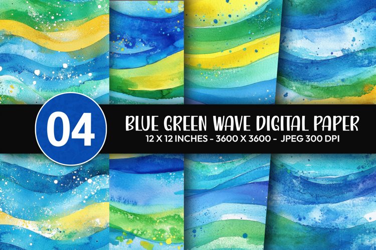 Blue Green Wave Digital Paper