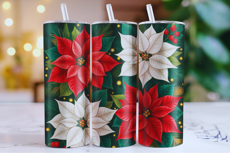 Merry Christmas Flower Tumbler Wrap | Christmas Wrap