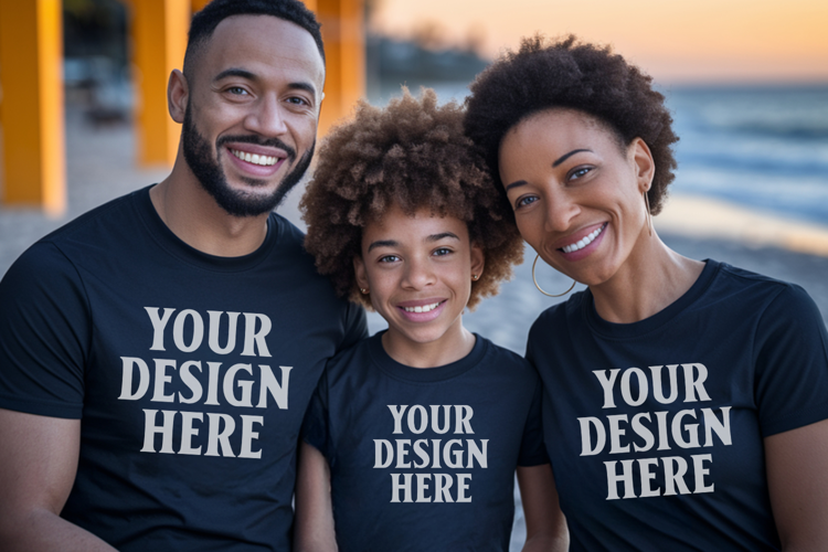 Bella Canvas 3001 Family Group T-Shirt Mockup