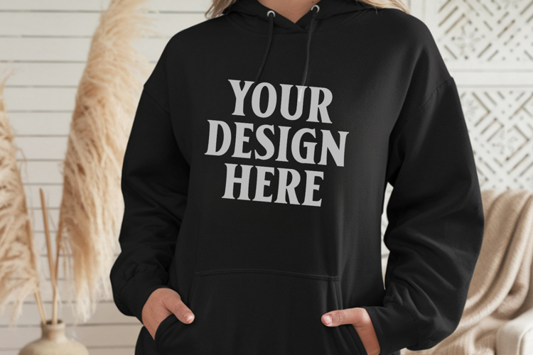 Black Gildan 18500 Hoodie Sweatshirt Mockup, 185 mock up
