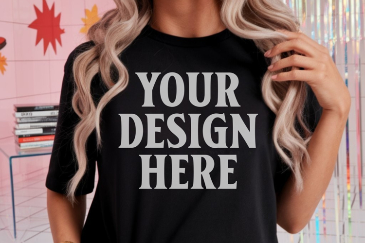 Black Tshirt Mockup Image 8