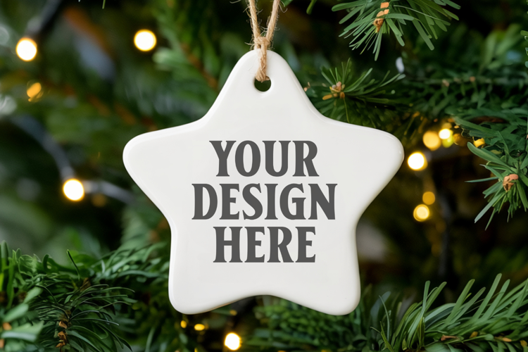 Christmas Star Ceramic Ornament Mockup | Holiday Star