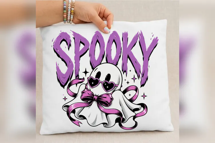 Spooky Ghost Halloween PNG, Pink Bow Ghost Shirt Design