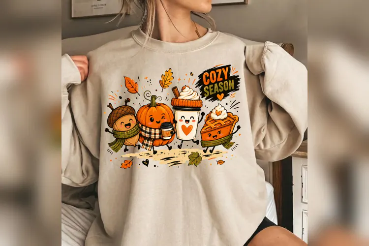 Cozy Season Fall Pumpkin Coffee Pie PNG, Cute Autumn Shirt