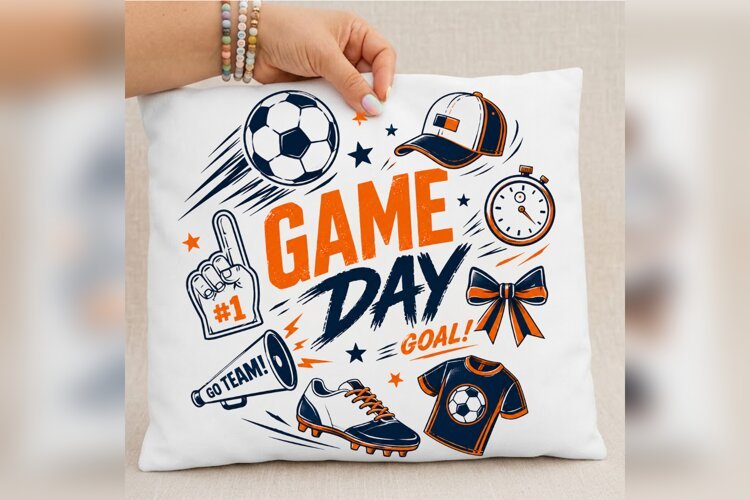 Game Day Soccer PNG, Soccer Ball Sublimation, Go Team Sports example image 1