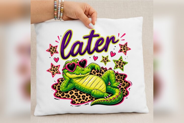 Later Gator PNG, Preppy Alligator Leopard Design example image 1