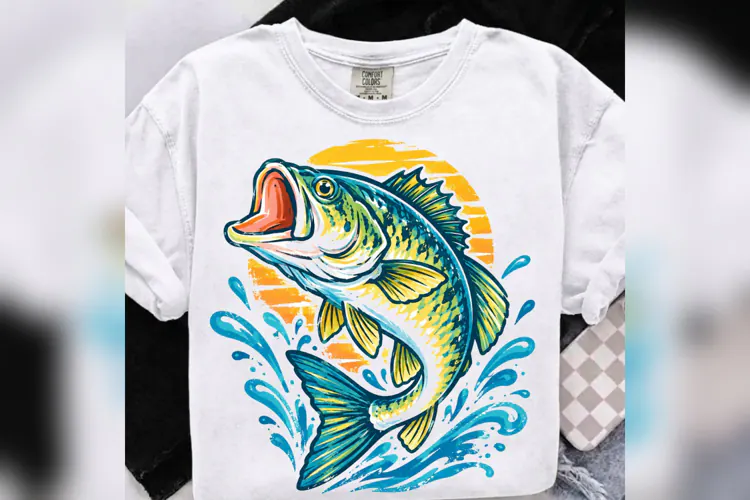 Bass Fishing PNG, Colorful Largemouth Bass Shirt Design
