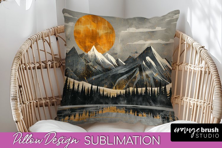 Boho Pillow Cover - Minimalist Landscape Pillow Sublimation example image 1