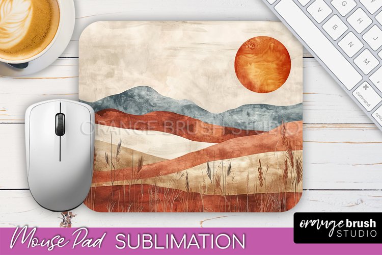 Boho Mouse Pad, Minimalist Landscape Mousepad Sublimation