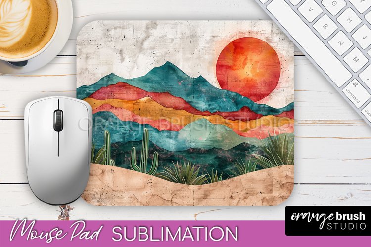 Boho Mouse Pad, Minimalist Landscape Mousepad Sublimation