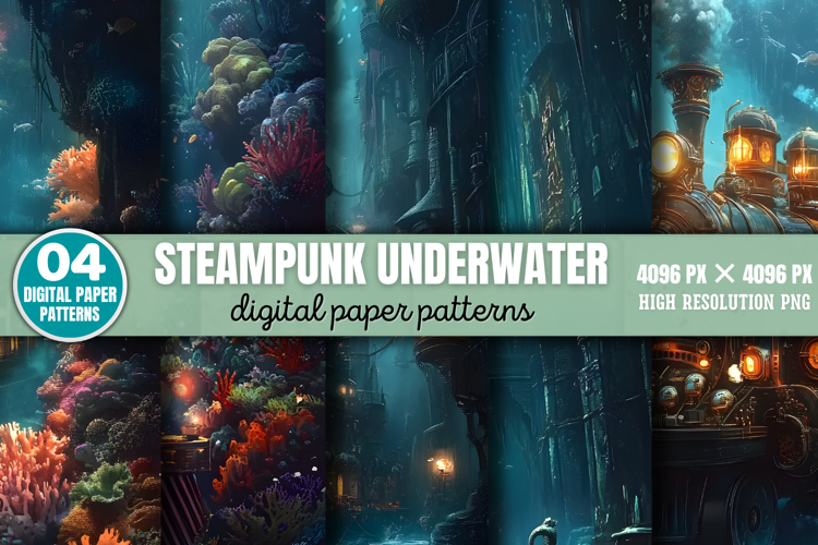 Steampunk Underwater Background Paper JPG